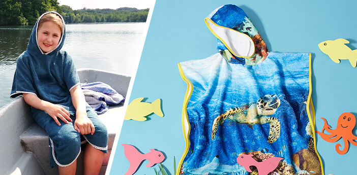 Badponcho voor kinderen van badstof